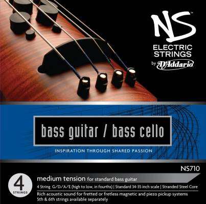 DAddario Orchestral - NS710 - NS Electric Bass/Cello String Set, 4/4 Scale, Medium Tension