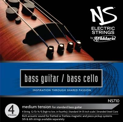 DAddario Orchestral - NS710 - NS Electric Bass/Cello String Set, 4/4 Scale, Medium Tension