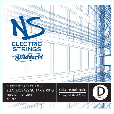 DAddario Orchestral - NS712 - NS Electric Bass/Cello Single D String, 4/4 Scale, Medium Tension