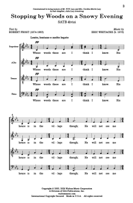 Stopping By Woods on a Snowy Evening - Frost/Whitacre - SATB