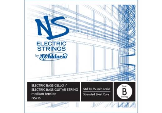 DAddario Orchestral - NS716 - DAddario NS Electric Bass/Cello Single Low B String, 4/4 Scale, Medium Tension