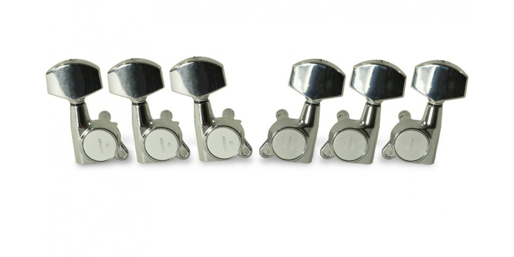 3 Per Side Mini Tuning Machines with Large Buttons - Chrome
