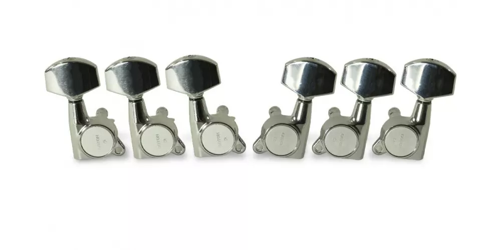 3 Per Side Mini Tuning Machines with Large Buttons - Chrome
