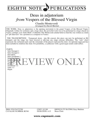 Deus in adjutorium - Monteverdi/Marlatt - Brass Choir - Score and Parts