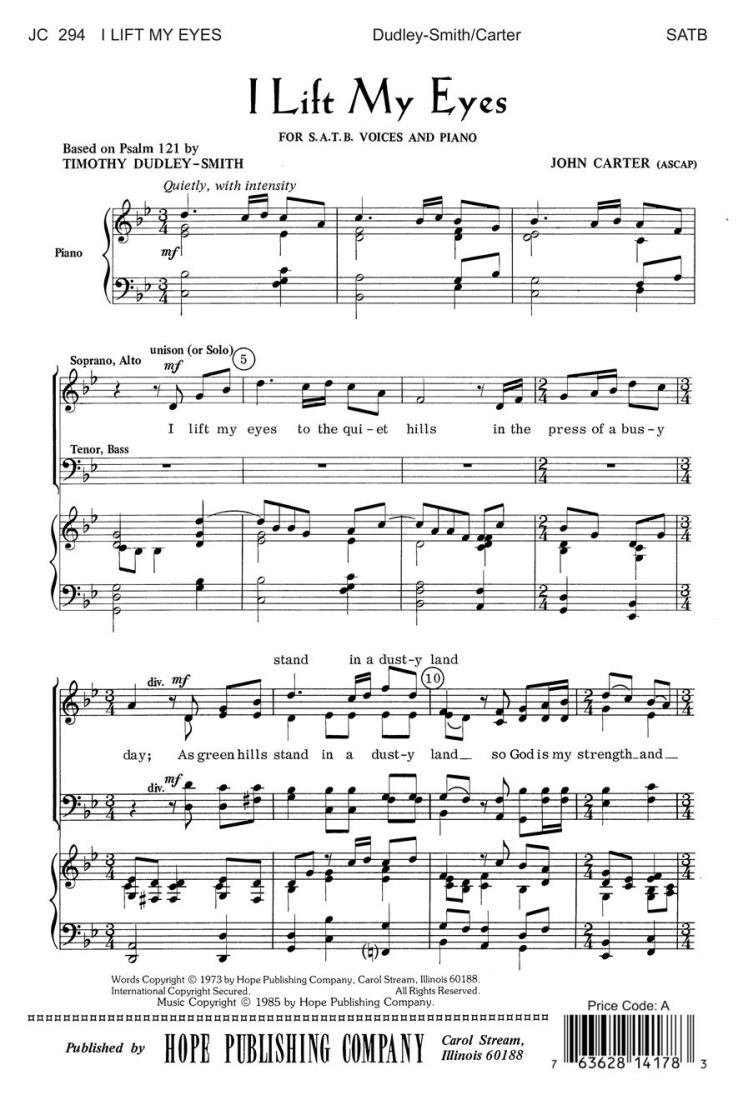 I Lift My Eyes - Carter - SATB Accompanied