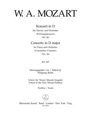 Concerto for Piano and Orchestra no. 26 in D major K. 537 \'\'Coronation Concerto\'\' - Mozart/Rehm - Piano and Orchestra - Score Only