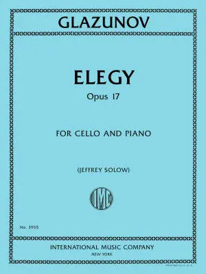 International Music Company - Elegy, Op.17 - Glazunov/Solow - Cello - Book