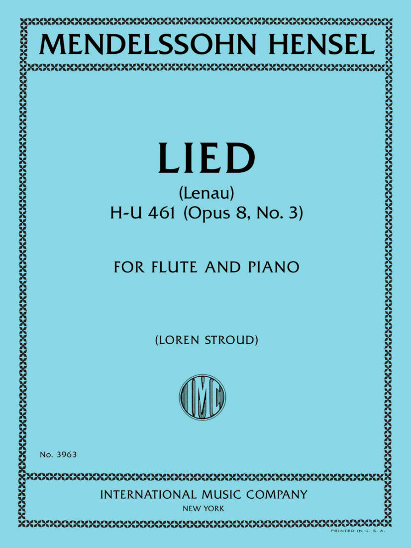 Lied, Op.8, No.3 - Hensel/Stroud - Flute - Book