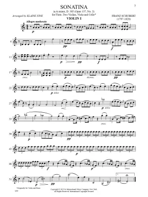 Sonatina In A Minor, Op.137, No.2 - Schubert/Fine - Flute/2 Violins/Viola/Cello - Score and Parts