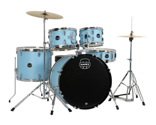 Comet 5-Piece Drum Kit (22,10,12,16,SD) with Cymbals and Hardware - Lake Blue