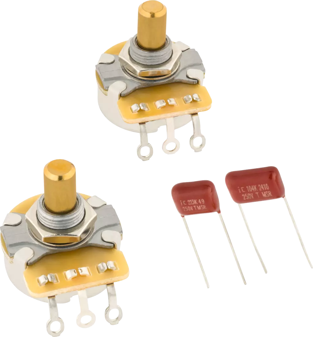 Telecaster Solid Shaft Potentiometer and Capacitor Kit (2 Pack)