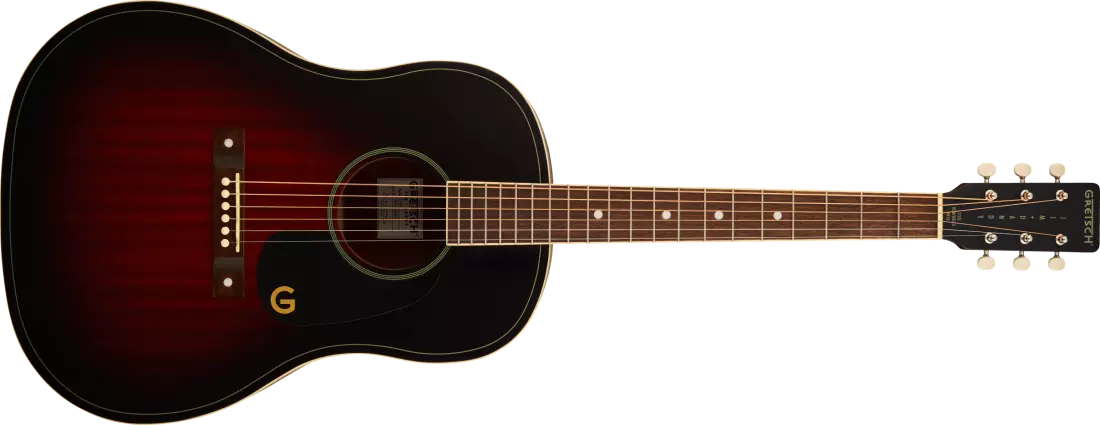 Jim Dandy Dreadnought Acoustic Guitar, Walnut Fingerboard and Black Pickguard - Deep Cherry Burst