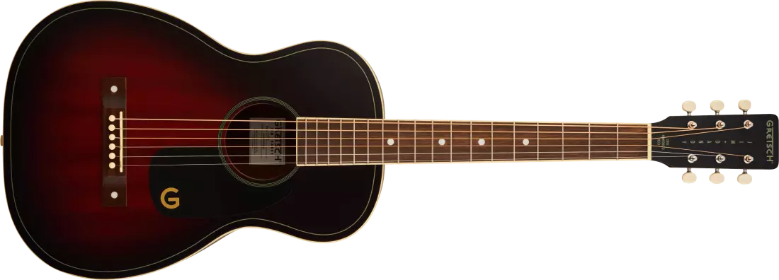 Jim Dandy Parlor Acoustic Guitar, Walnut Fingerboard and Black Pickguard - Deep Cherry Burst