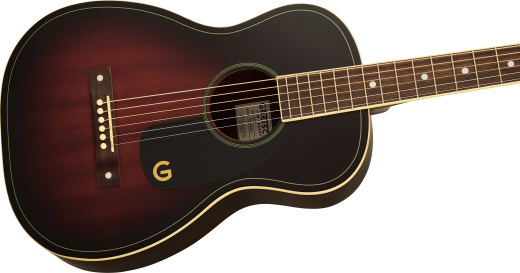 Jim Dandy Parlor Acoustic Guitar, Walnut Fingerboard and Black Pickguard - Deep Cherry Burst