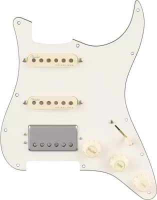 Fender - 11 Hole Pre-Wired Strat Pickguard, Quadra Tap/Ultra Noiseless HSS - Parchment