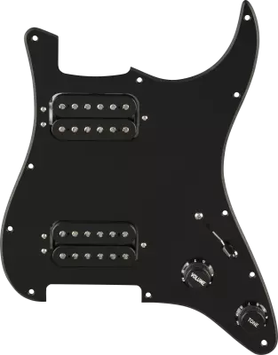 Fender - 11 Hole Pre-Wired Strat Pickguard, Quadra Tap HH - Black