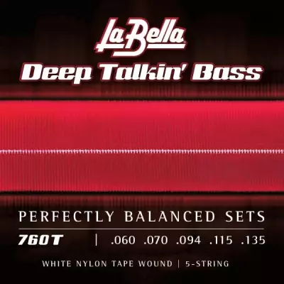 La Bella - 760T-B-S White Nylon Tape, 5-String Bass Strings (60-135)