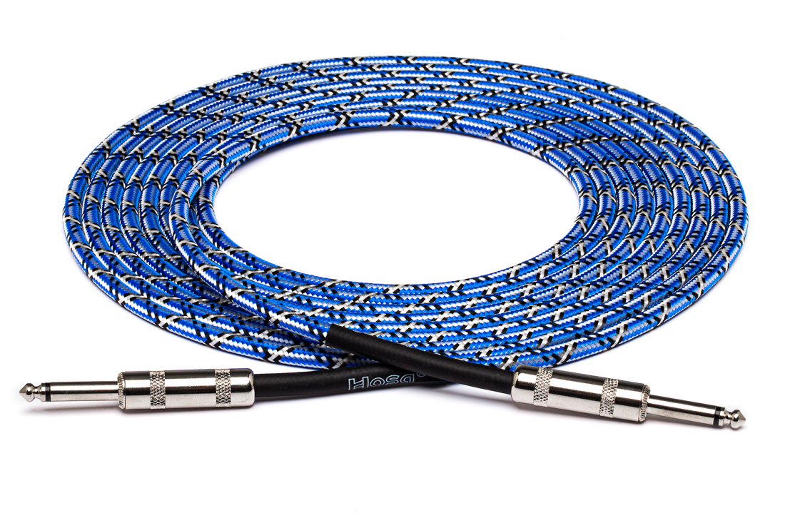18\' Cloth Guitar Cable - Blue/White/Black