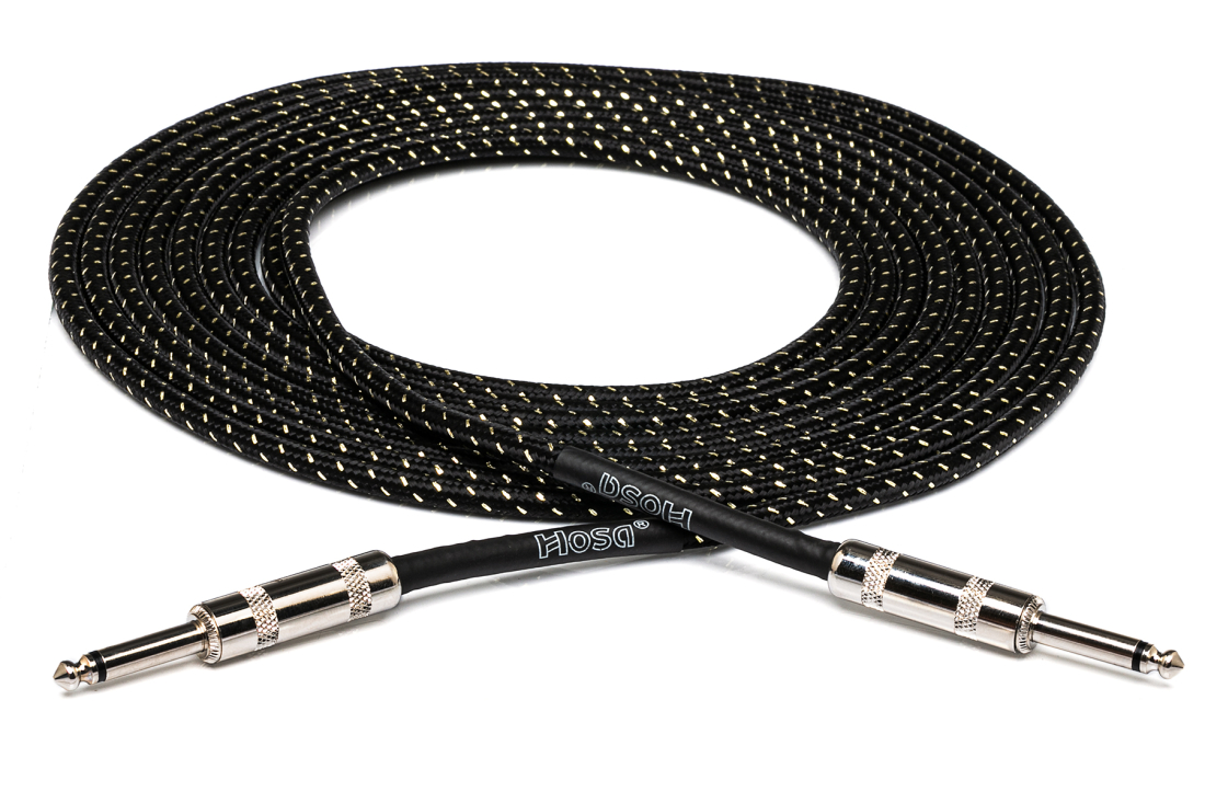 18\' Cloth Guitar Cable - Black/Gold