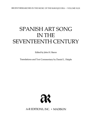 Spanish Art Song in the Seventeenth Century - Baron - Voice -Book