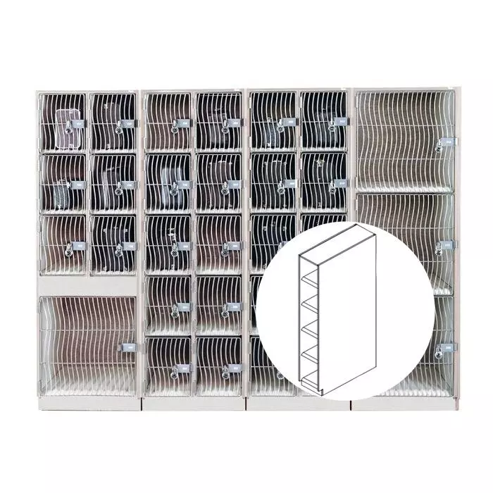 AcoustiCabinet with 5 Large Compartments and Waterfall Grille Door - Oyster
