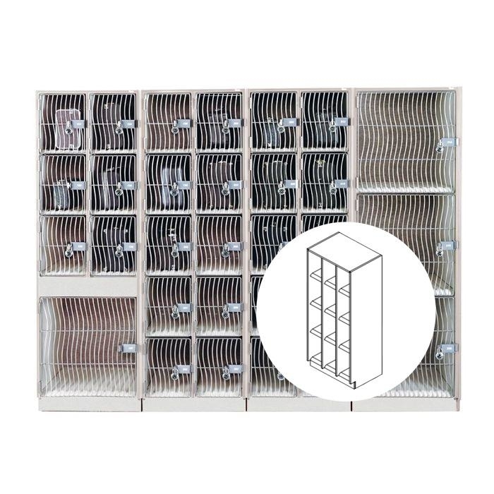 AcoustiCabinet with 12 Narrow Compartments and Waterfall Grille Door - Oyster