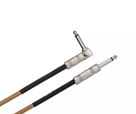 Straight to Right Angle Tweed Guitar Cable - 18\'