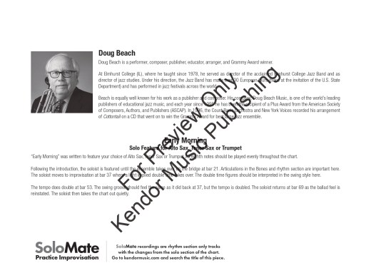 Early Morning - Beach - Jazz Ensemble/Solo Feature Alto Sax/Tenor Sax/Trumpet - Gr. 3