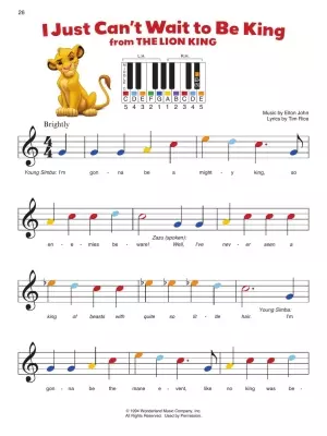 Piano By Color: Disney Songs - Piano - Book