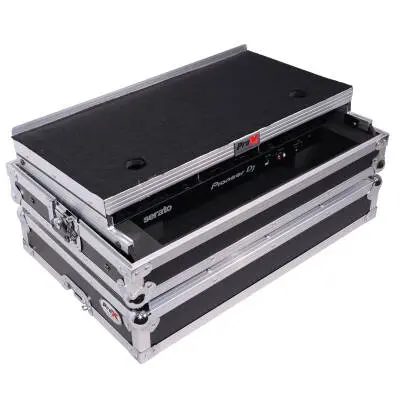 Flight Case For Pioneer DDJ-REV1 DJ Controller with Laptop Shelf - Silver on Black