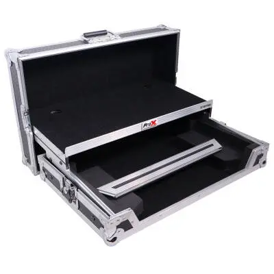 Flight Case For Pioneer DDJ-REV1 DJ Controller with Laptop Shelf - Silver on Black