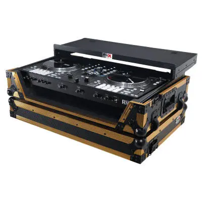 Flight Case For RANE ONE DJ Controller with 1U Rack and Wheels - Gold On Black