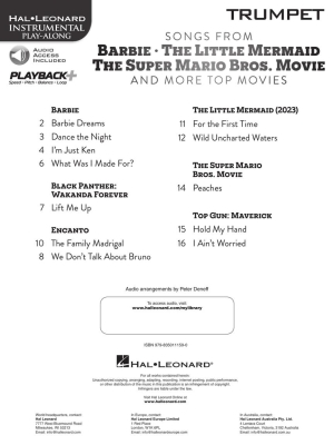 Songs from Barbie, The Little Mermaid, The Super Mario Bros. Movie, and More Top Movies - Trumpet Play-Along - Book/Audio Online
