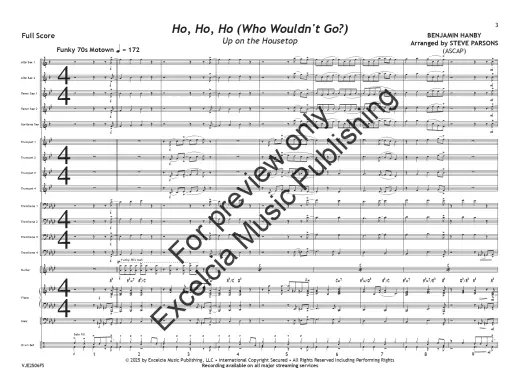 Ho, Ho, Ho: Who Wouldn\'t Go Up on the Housetop - Hanby/Parsons - Jazz Ensemble - Gr. 3