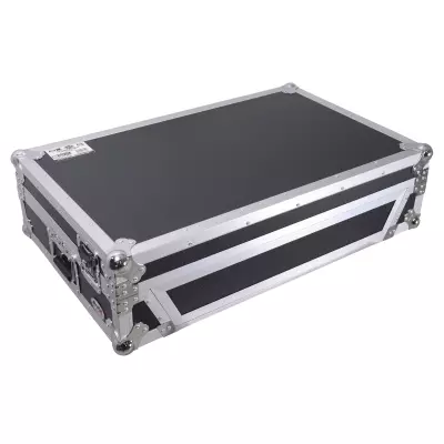 ProX - Flight Style Road Case For RANE Four or RANE Performer DJ Controller with 1U Rack Space and Wheels - Silver on Black