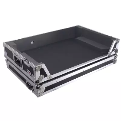 Flight Style Road Case For RANE Four or RANE Performer DJ Controller with 1U Rack Space and Wheels - Silver on Black