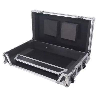 Flight Style Road Case For RANE Four or RANE Performer DJ Controller with 1U Rack Space and Wheels - Silver on Black