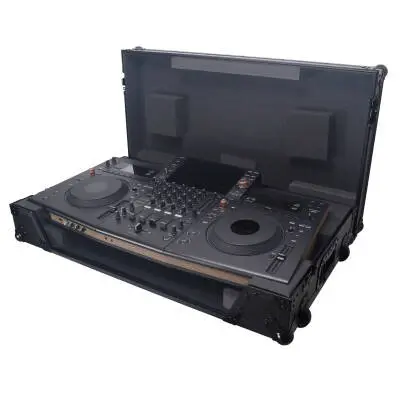ATA Flight Style Road Case For Pioneer Opus Quad DJ Controller with 1U Rack Space and Wheels - Black on Black