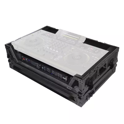 ATA Flight Style Road Case For Pioneer Opus Quad DJ Controller with 1U Rack Space and Wheels - Black on Black