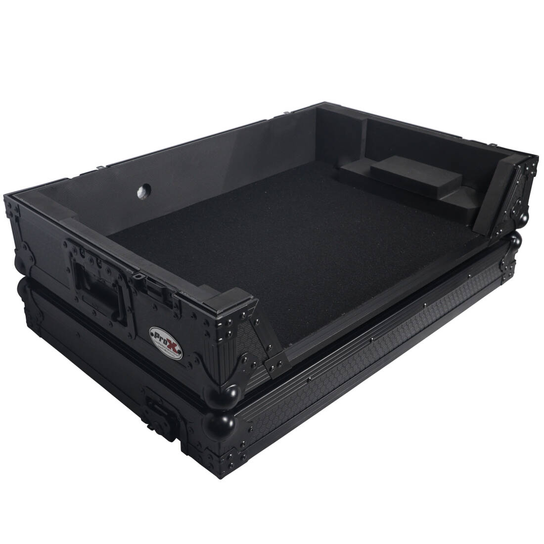 Flight Style Road Case For Pioneer DDJ-FLX10 or DDJ-GRV6 DJ Controller with 1U Rack Space Wheels - Black on Black