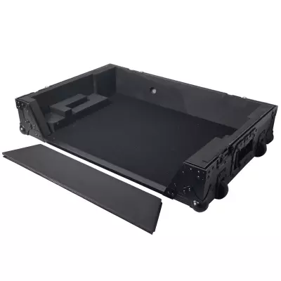 Flight Style Road Case For Pioneer DDJ-FLX10 or DDJ-GRV6 DJ Controller with 1U Rack Space Wheels - Black on Black