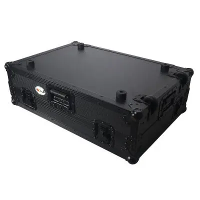 Flight Style Road Case For Pioneer DDJ-FLX10 or DDJ-GRV6 DJ Controller with 1U Rack Space Wheels - Black on Black