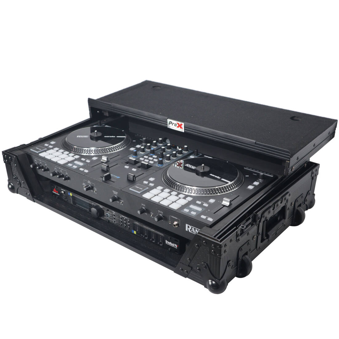 Flight Case For RANE ONE DJ Controller with Sliding Laptop Shelf, 1U Rack, and Wheels�- Black on Black