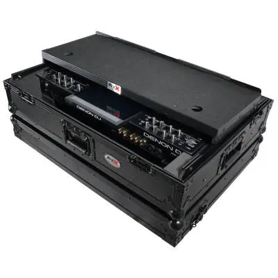 ProX - Flight Case For Denon PRIME 4 DJ Controller with Laptop Shelf 1U Rack Space and Wheels - Black
