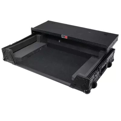 Flight Case For Denon PRIME 4 DJ Controller with Laptop Shelf 1U Rack Space and Wheels - Black