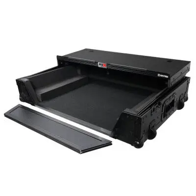 Flight Case For Denon PRIME 4 DJ Controller with Laptop Shelf 1U Rack Space and Wheels - Black