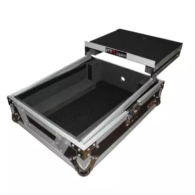 Universal Flight Hard Road Gig Ready Case for Large Format 12\'\' DJ Mixer w Glide Laptop Shelf