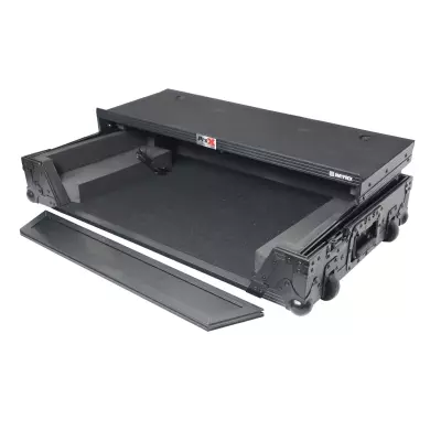 ProX - Flight Style Road Case For Pioneer DDJ-REV5 DJ Controller with Laptop Shelf 1U Rack Space Wheels - Black