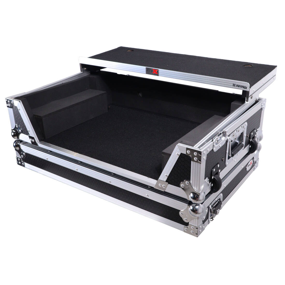 Flight Style Road Case For Pioneer XS-DDJFLX10 or DDJ-GRV6 DJ Controller with Laptop Shelf 2U Rack Space Wheels