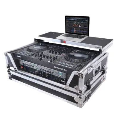 Flight Style Road Case For Pioneer XS-DDJFLX10 or DDJ-GRV6 DJ Controller with Laptop Shelf 2U Rack Space Wheels